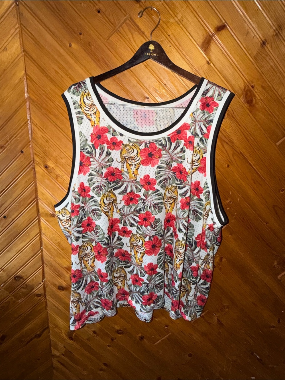 TIGER, HIBISCUS and TROPICAL LEAF basketball jersey 2XL